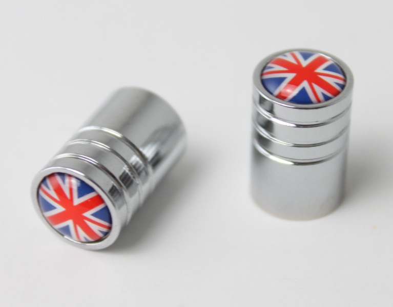 Union Jack Chrome Valve/Dust Caps 2 pce set Triumph Bonneville T100